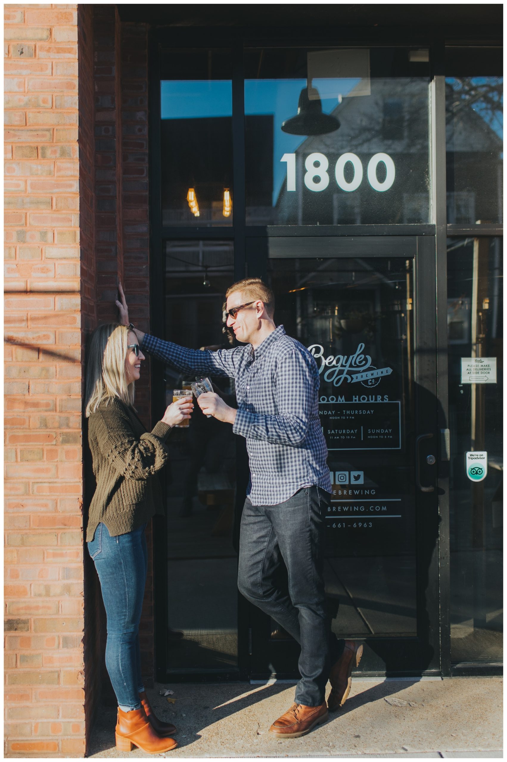 Begyle Brewing Co. Roscoe Village Chicago engagement photos
