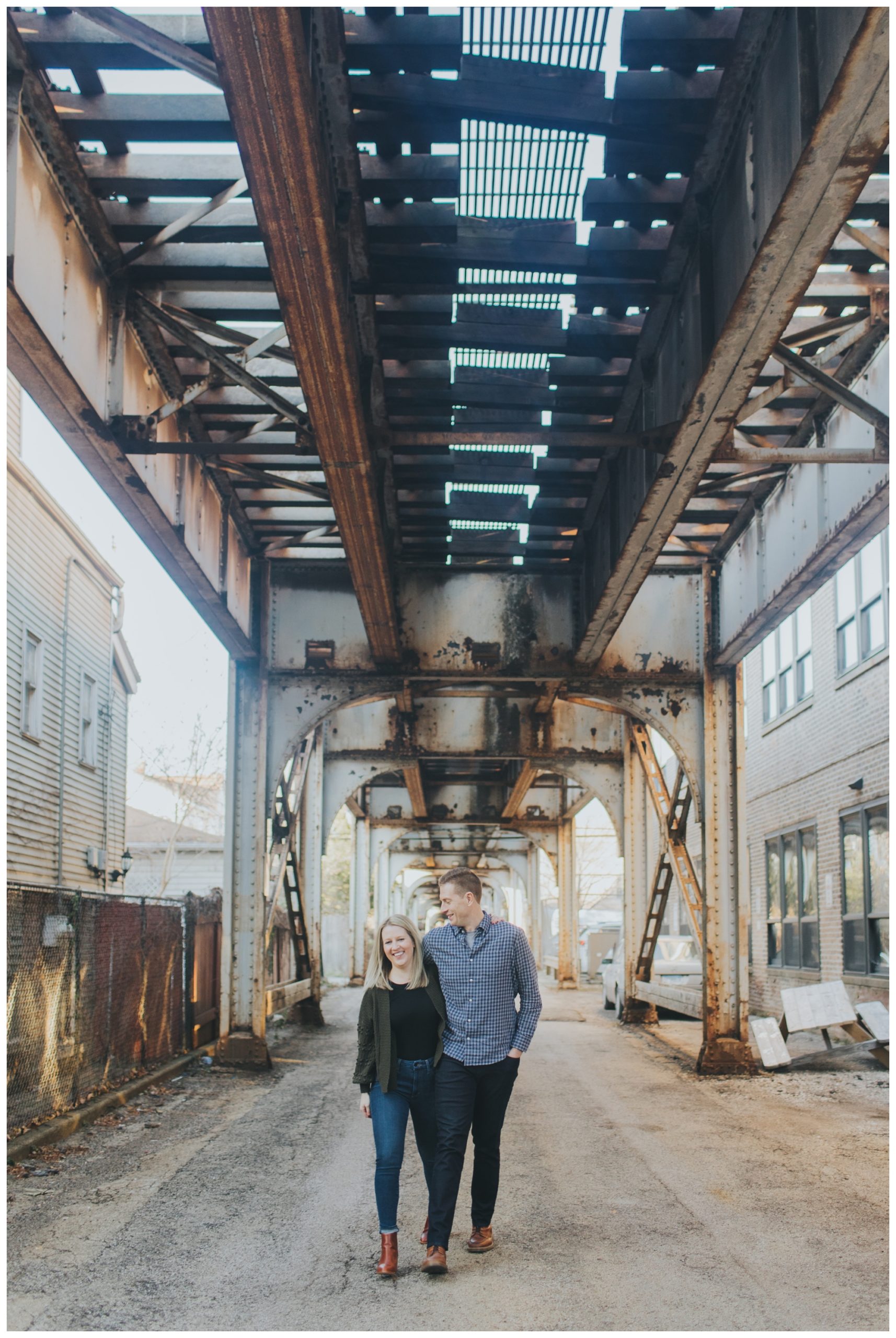 engagement photos under L Tracks Chicago