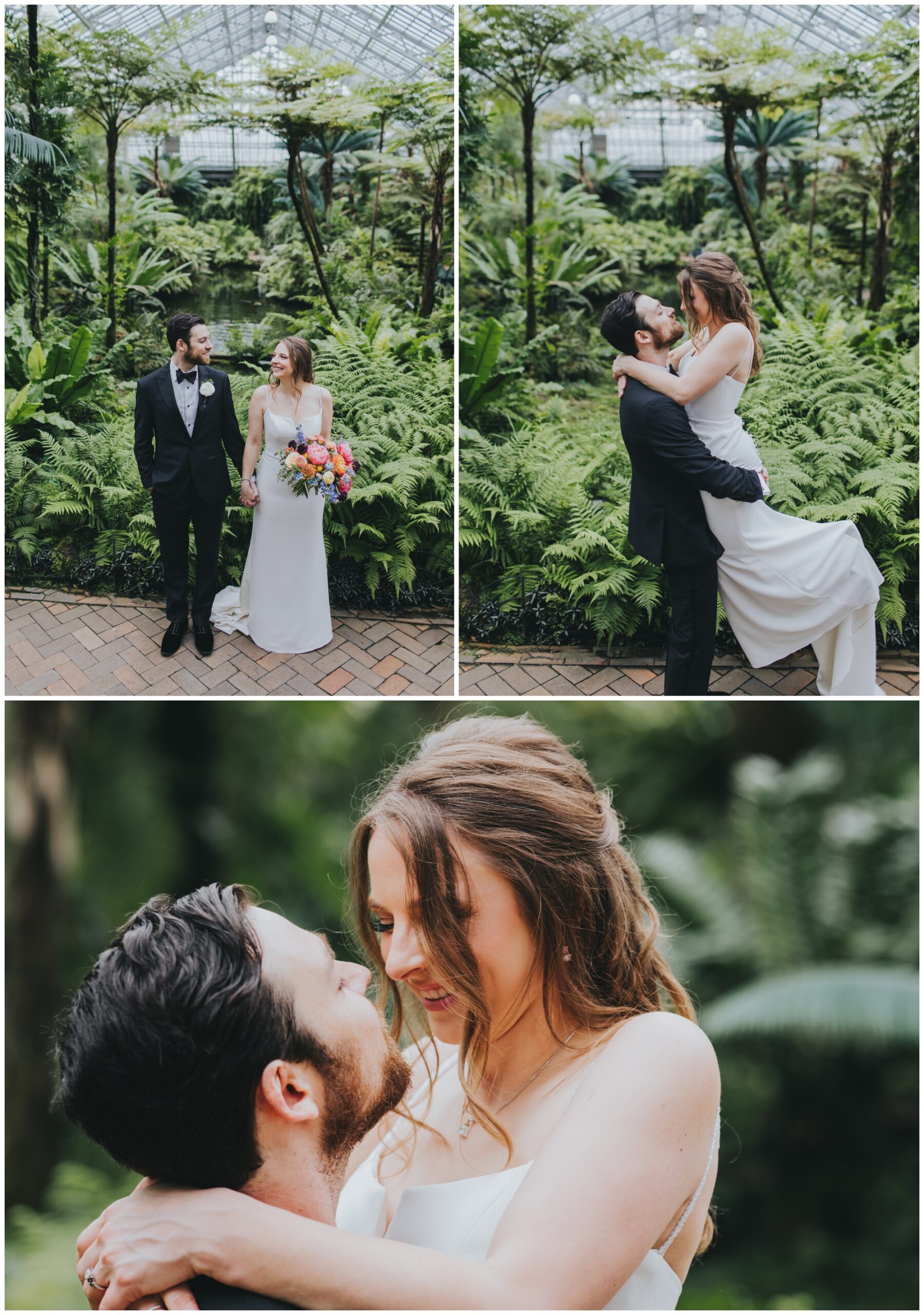 couples portraits; wedding portraits at Garfield Conservatory Chicago