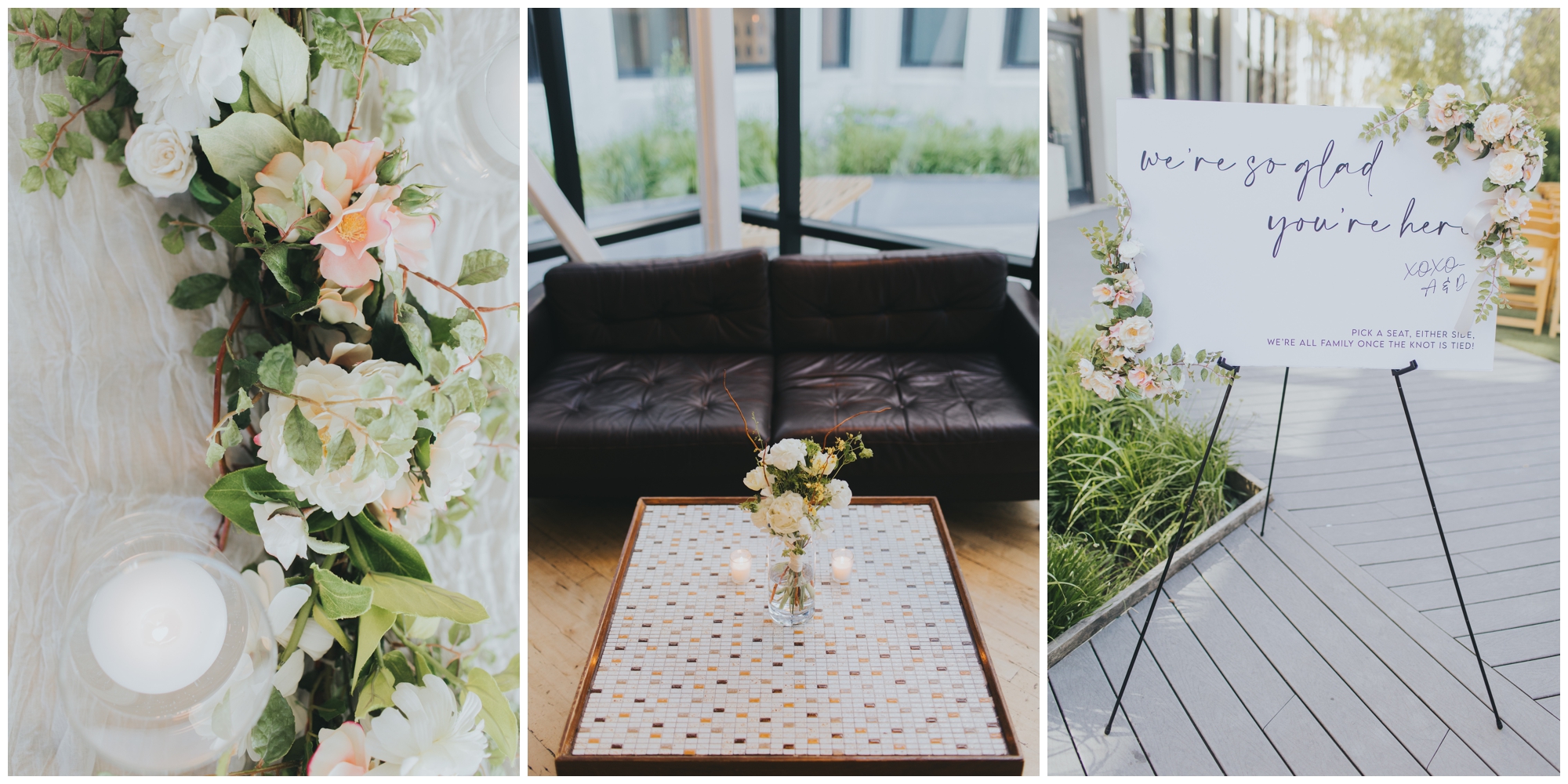 Greenhouse Loft Chicago wedding reception; elegant minimalist wedding design