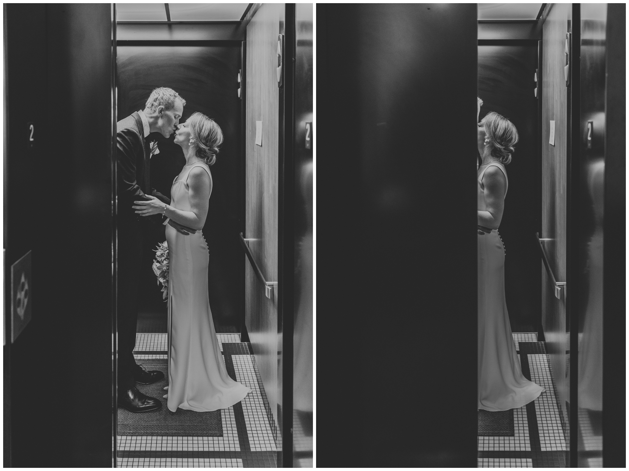 elevator wedding portraits