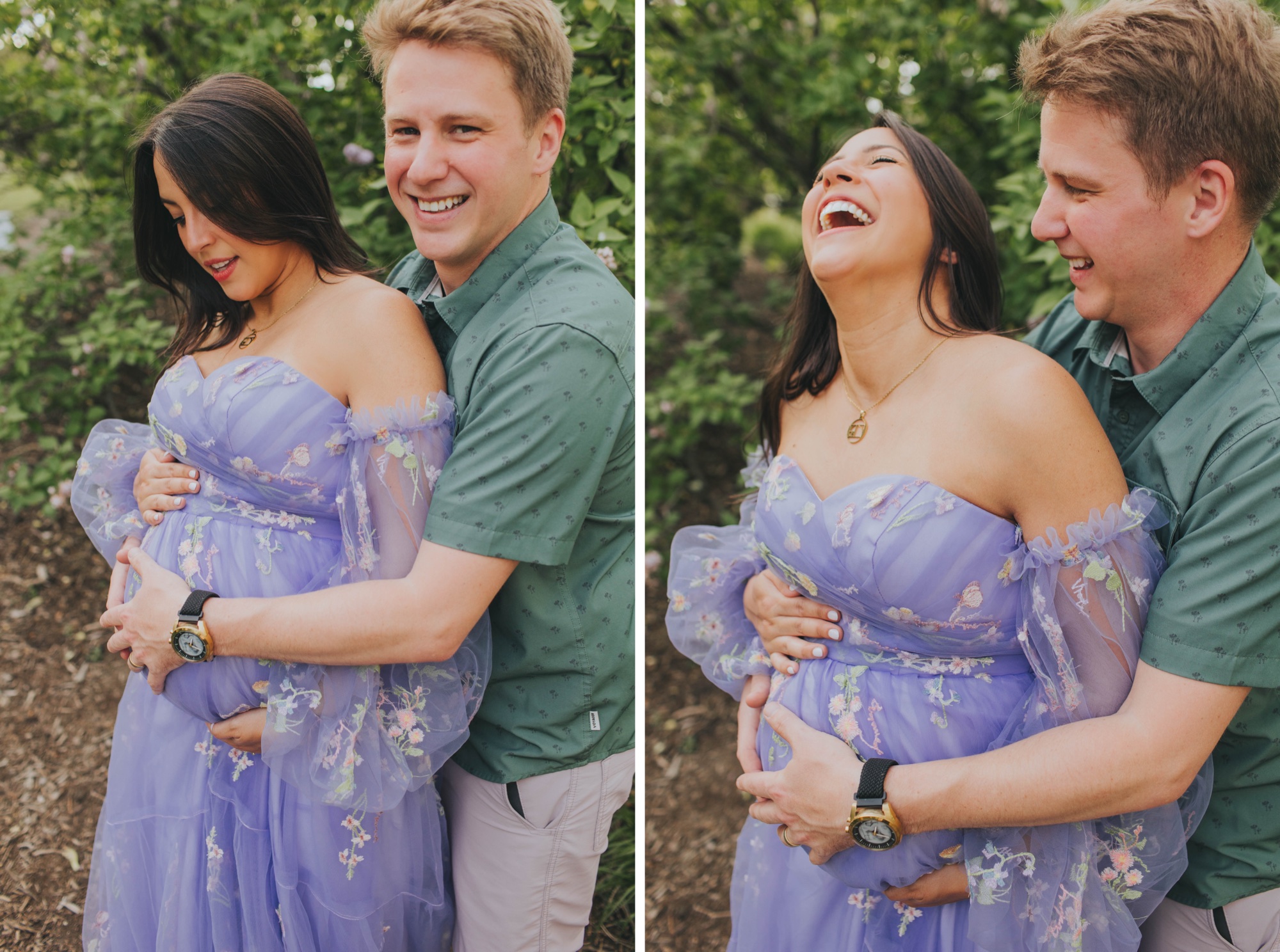 surrogate maternity photography session in Lilacia Park Lombard