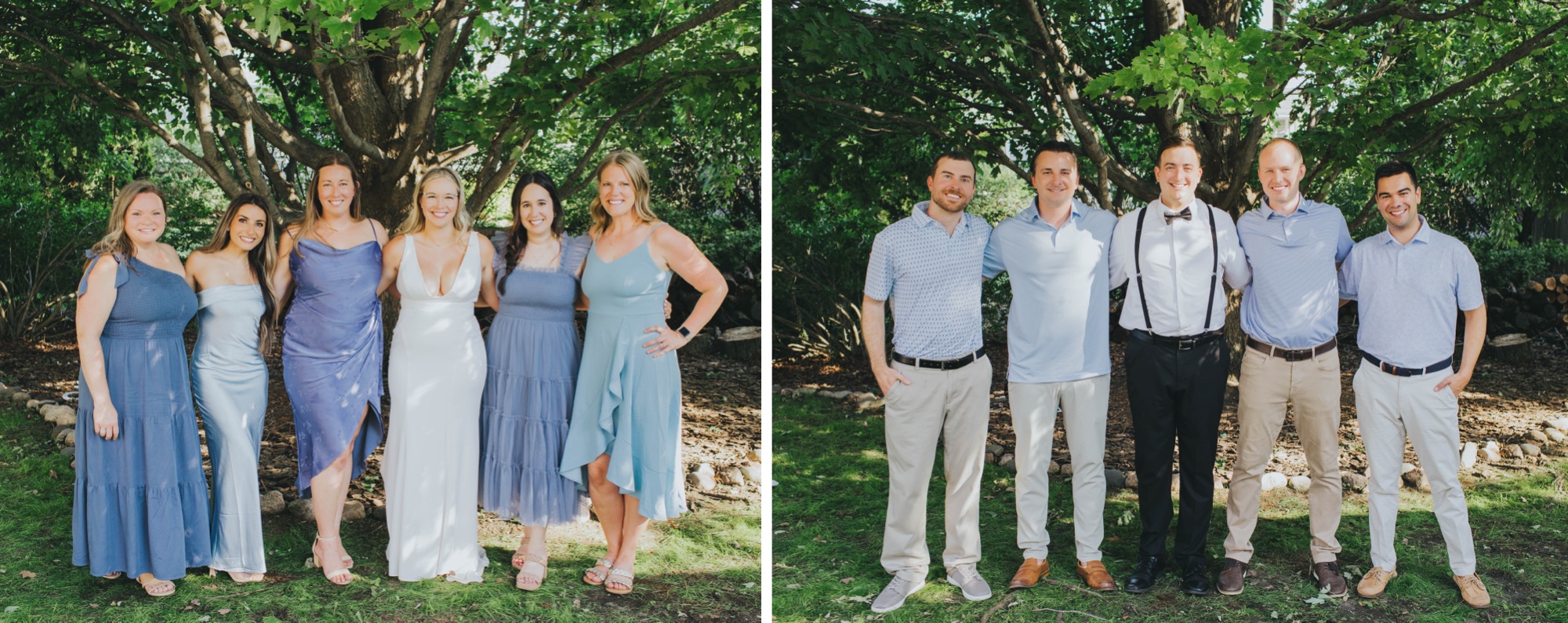 Family portraits during Chicago suburbs backyard wedding