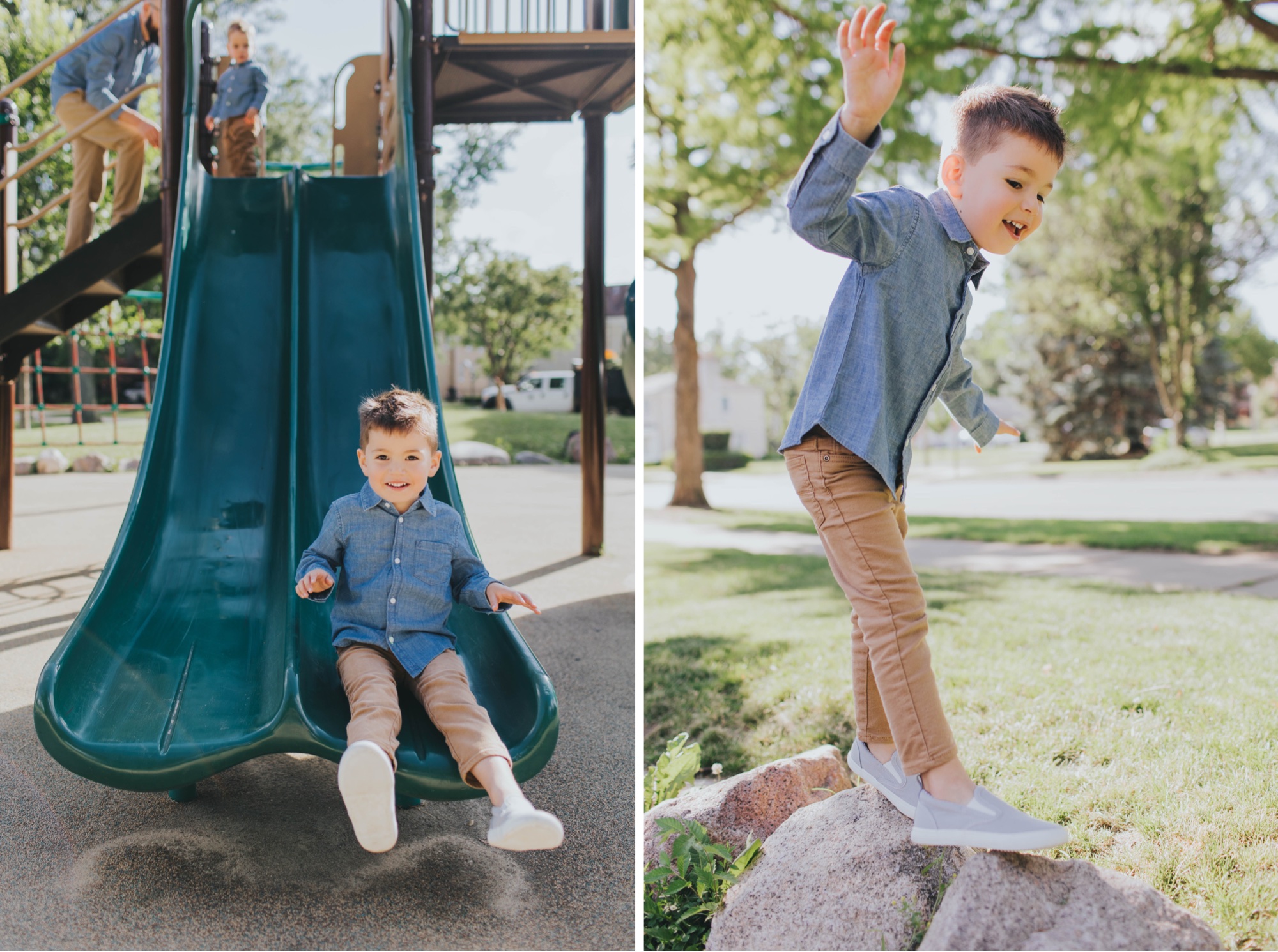 brothers playing during family photos