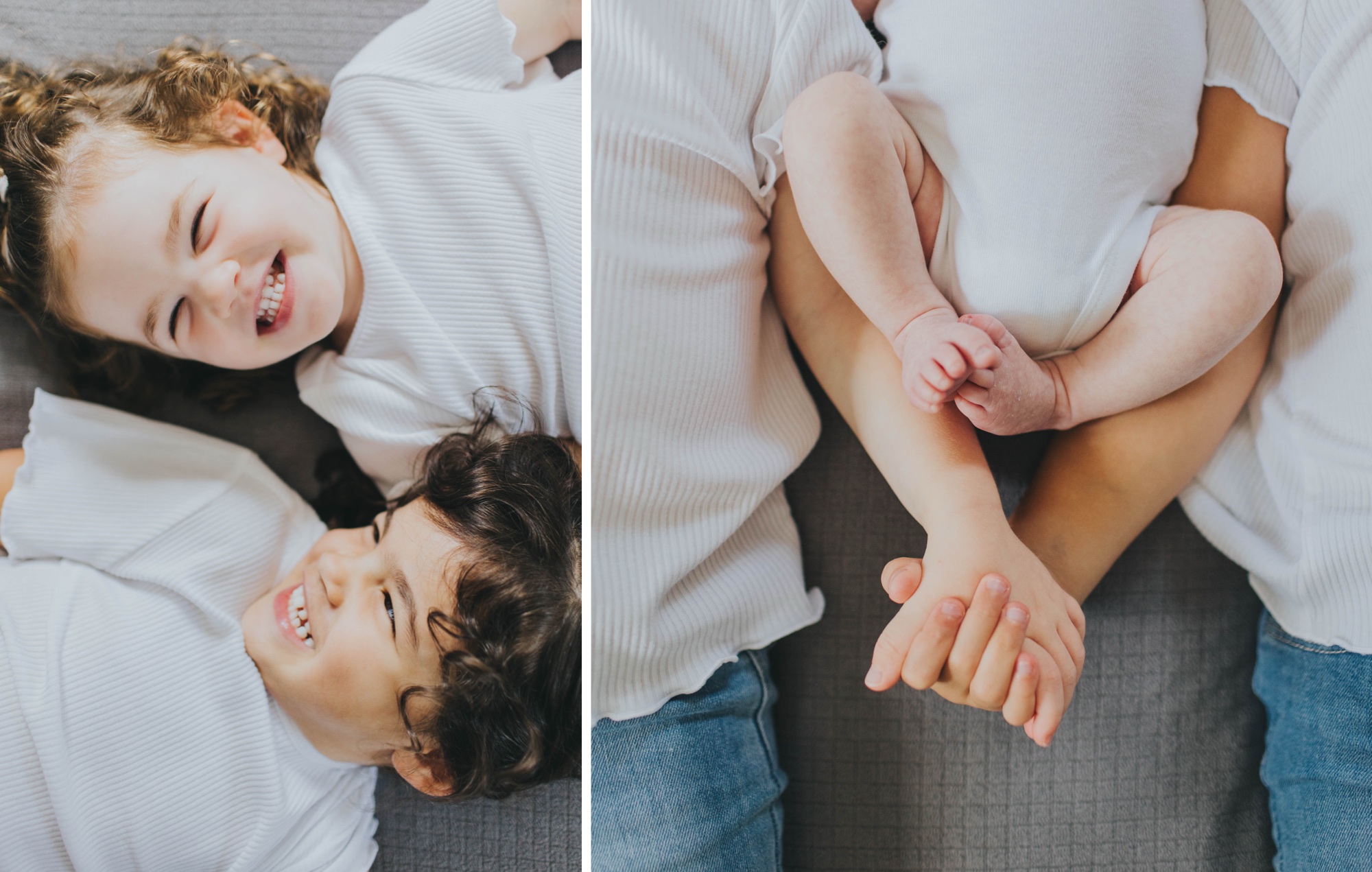 lifestyle newborn session with siblings