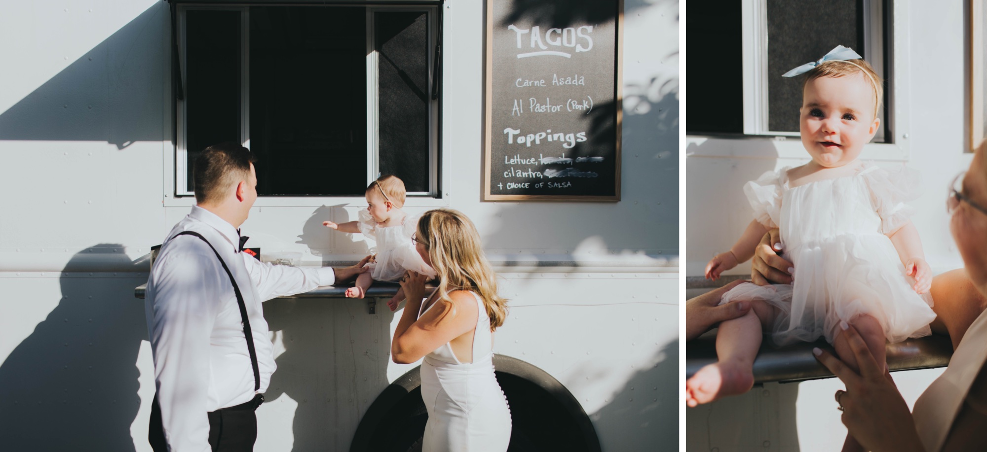 taco truck dinner at backyard wedding reception