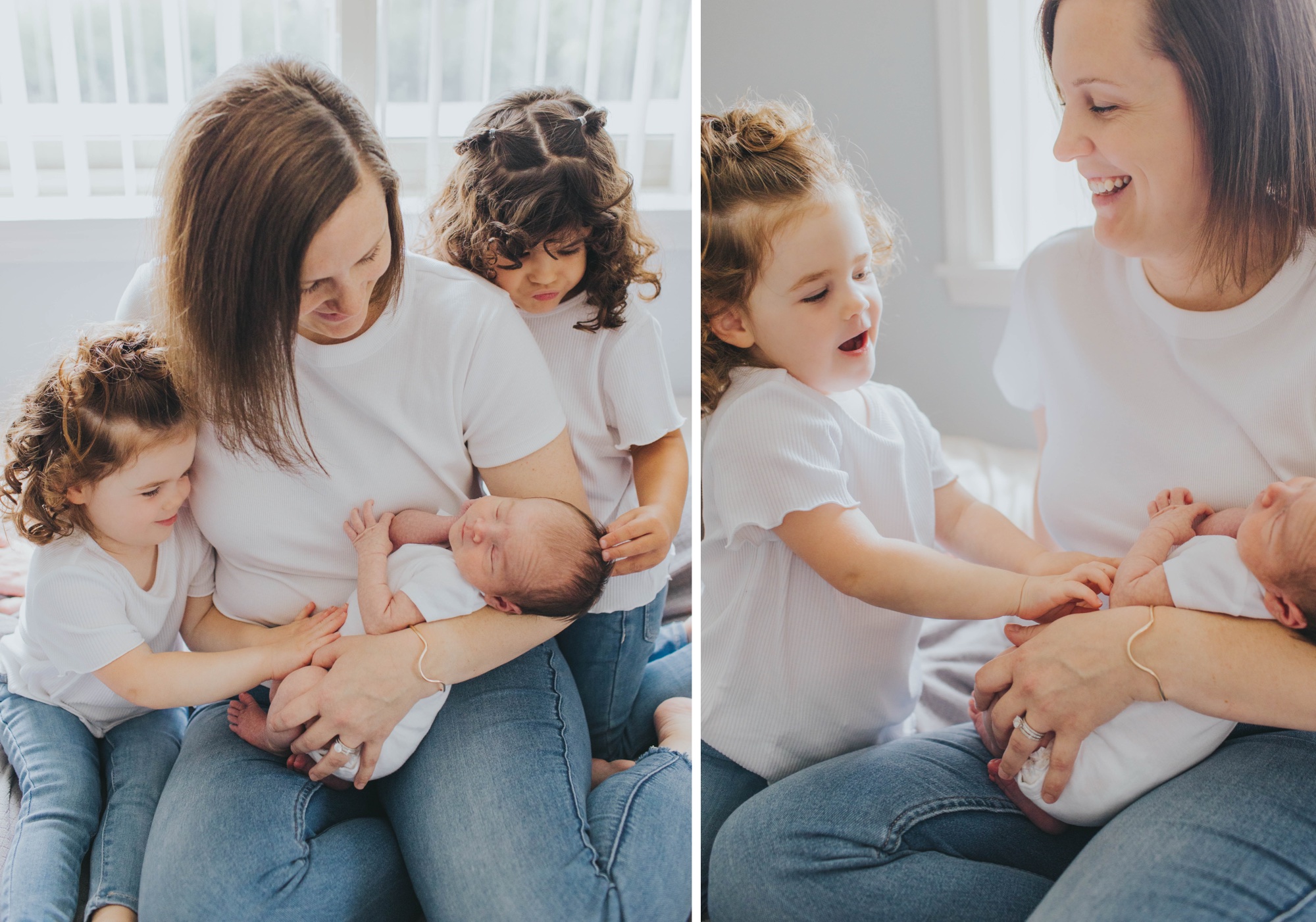 lifestyle newborn session with siblings