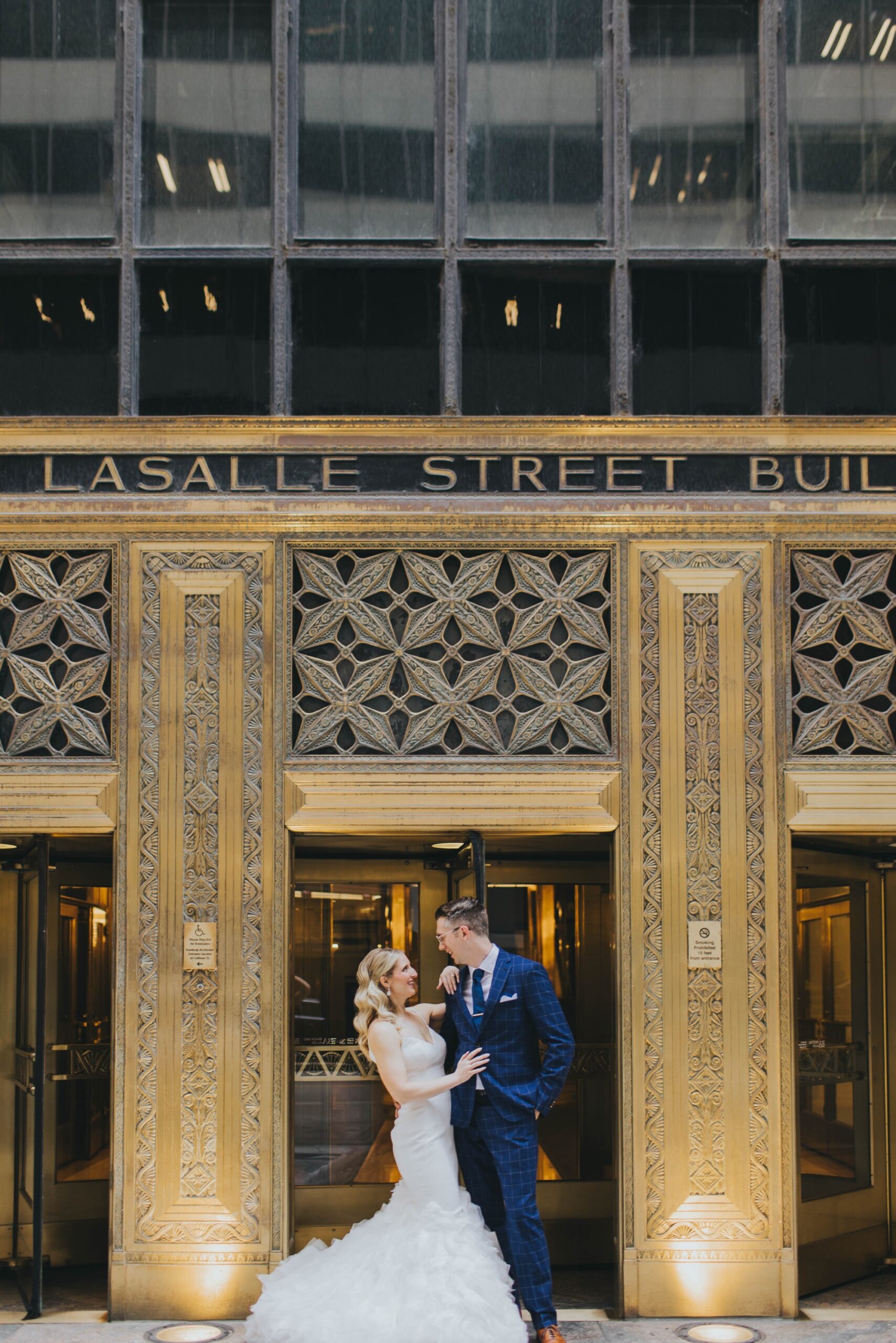 wedding portraits at the LaSalle Street Building Chicago