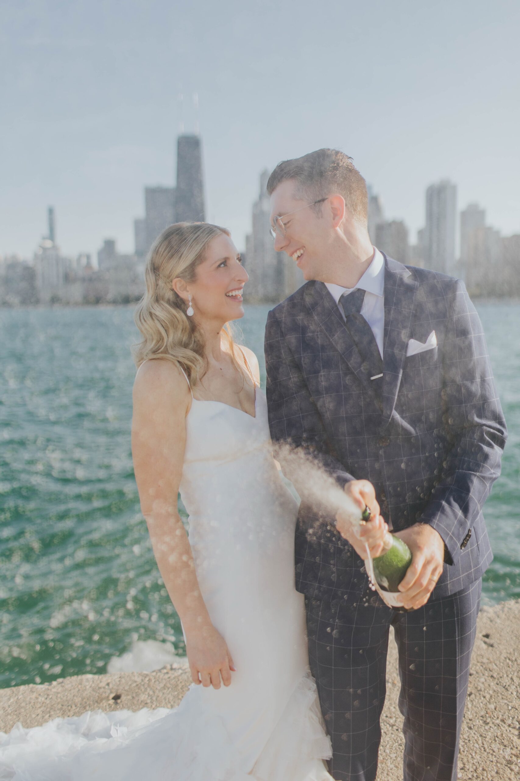 North Avenue Beach Chicago elopement; how to do a champagne pop