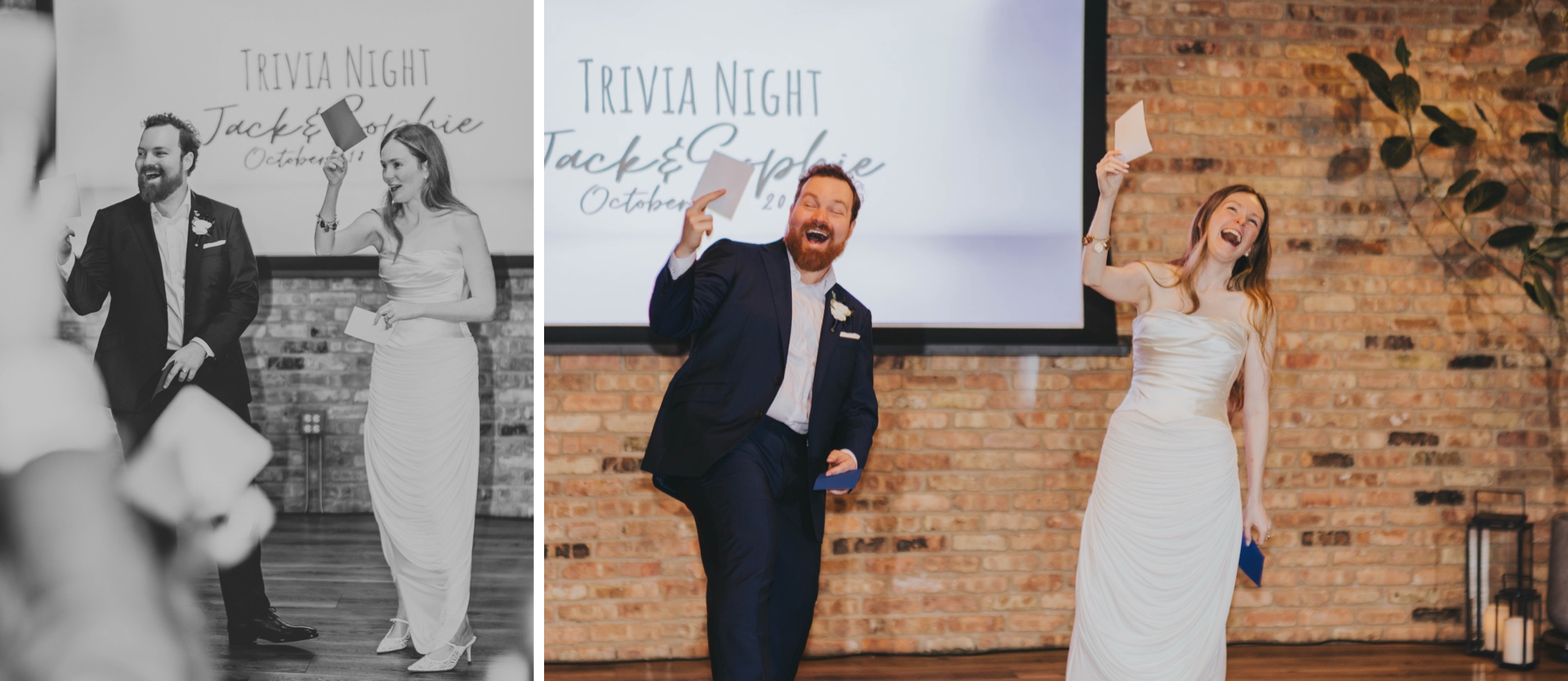 wedding reception game night; wedding trivia; unconventional wedding